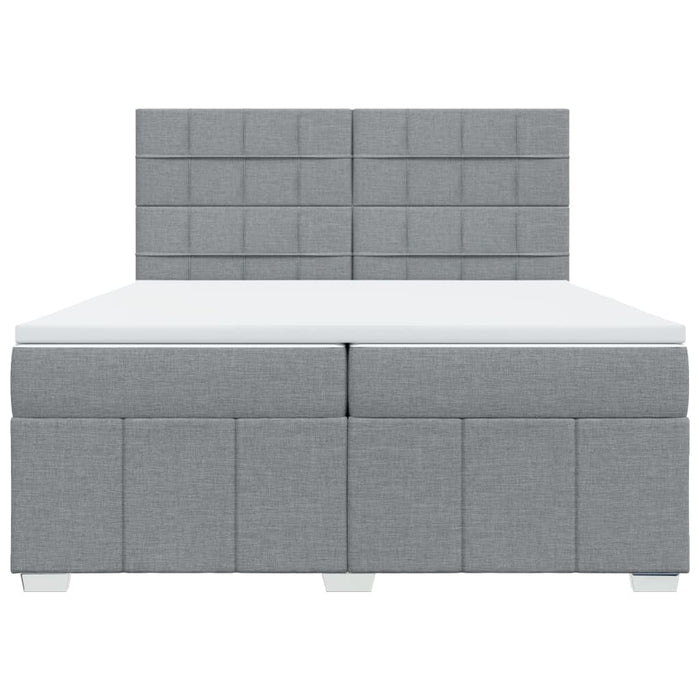 Pat box spring cu saltea, gri deschis, 200x200 cm, textil - WALTI WALTI