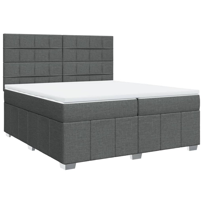Pat box spring cu saltea, gri închis, 200x200 cm, textil - WALTI WALTI