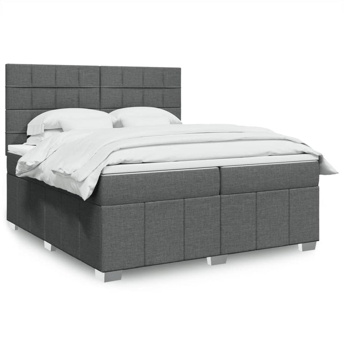 Pat box spring cu saltea, gri închis, 200x200 cm, textil - WALTI WALTI