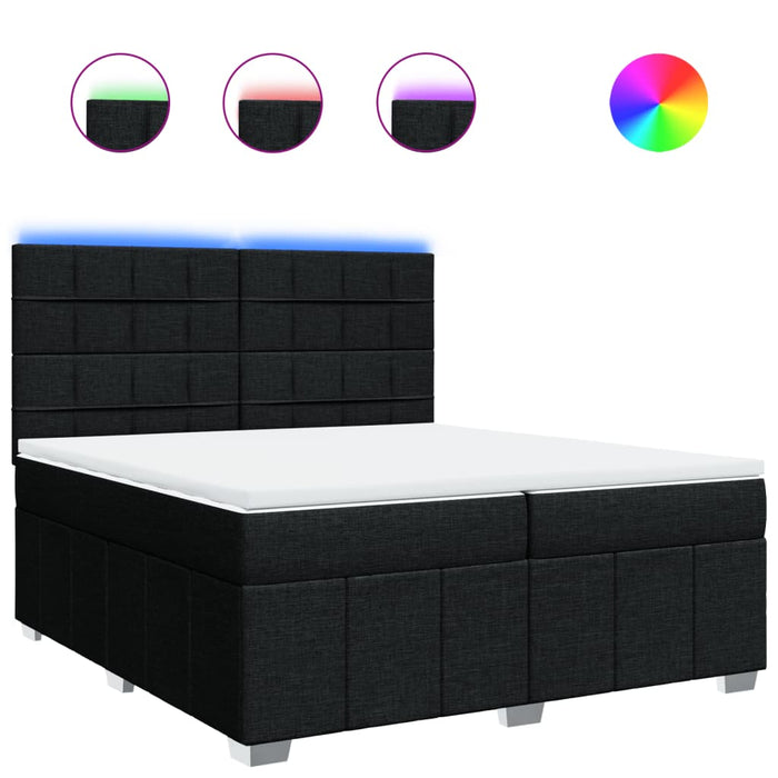 Pat box spring cu saltea, negru, 200x200 cm, textil - WALTI WALTI