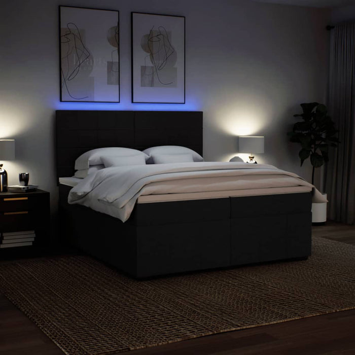 Pat box spring cu saltea, negru, 200x200 cm, textil - WALTI WALTI