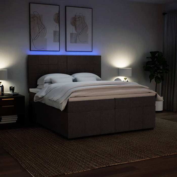 Pat box spring cu saltea, maro închis, 200x200 cm, textil - WALTI WALTI