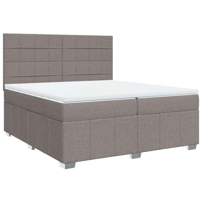 Pat box spring cu saltea, gri taupe, 200x200 cm, textil - WALTI WALTI