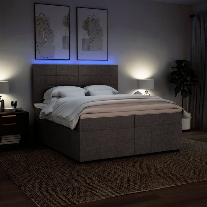 Pat box spring cu saltea, gri taupe, 200x200 cm, textil - WALTI WALTI