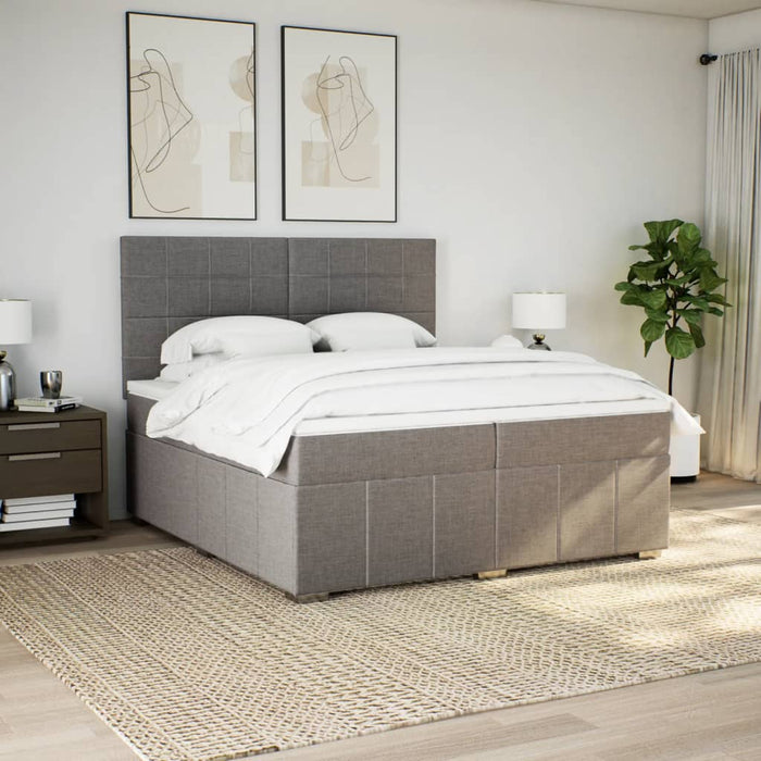 Pat box spring cu saltea, gri taupe, 200x200 cm, textil - WALTI WALTI