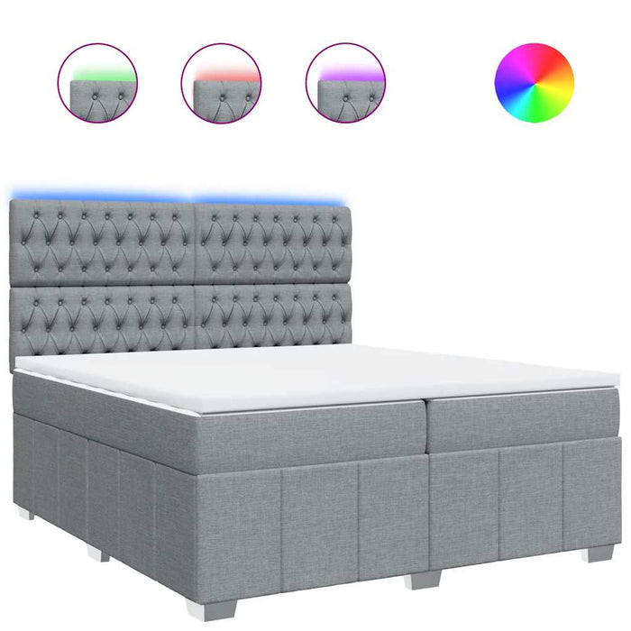 Pat box spring cu saltea, gri deschis, 200x200 cm, textil - WALTI WALTI