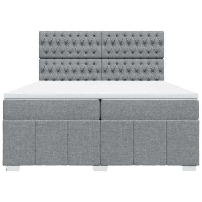 Pat box spring cu saltea, gri deschis, 200x200 cm, textil - WALTI WALTI