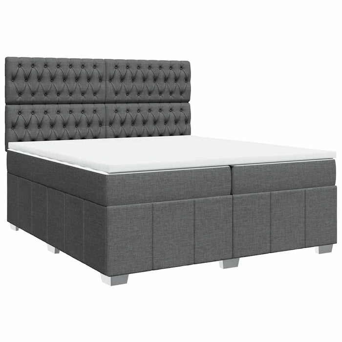 Pat box spring cu saltea, gri închis, 200x200 cm, textil - WALTI WALTI