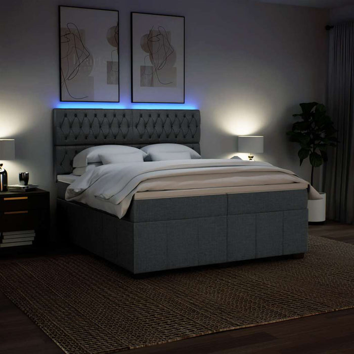 Pat box spring cu saltea, gri închis, 200x200 cm, textil - WALTI WALTI