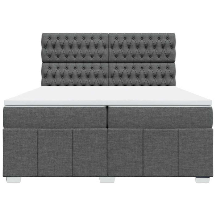 Pat box spring cu saltea, gri închis, 200x200 cm, textil - WALTI WALTI