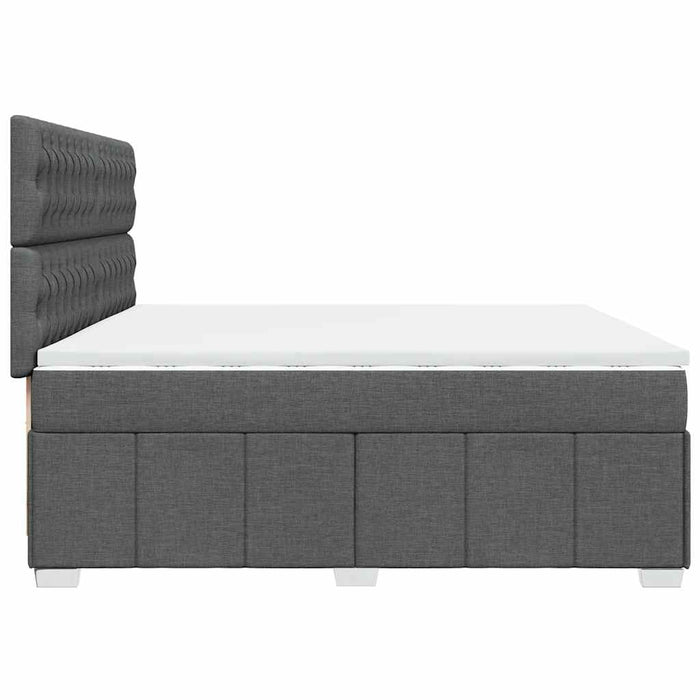 Pat box spring cu saltea, gri închis, 200x200 cm, textil - WALTI WALTI