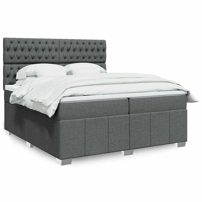 Pat box spring cu saltea, gri închis, 200x200 cm, textil - WALTI WALTI