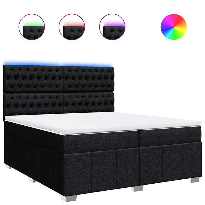 Pat box spring cu saltea, negru, 200x200 cm, textil - WALTI WALTI
