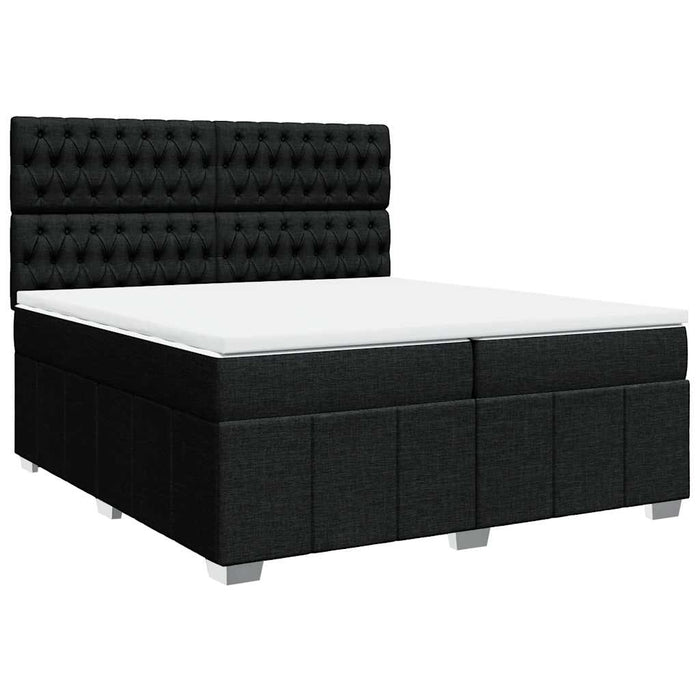 Pat box spring cu saltea, negru, 200x200 cm, textil - WALTI WALTI
