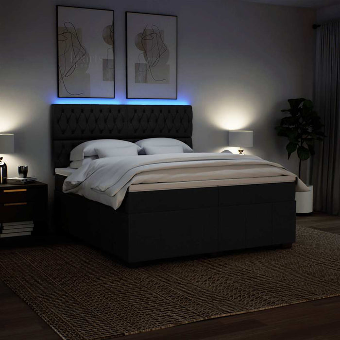 Pat box spring cu saltea, negru, 200x200 cm, textil - WALTI WALTI