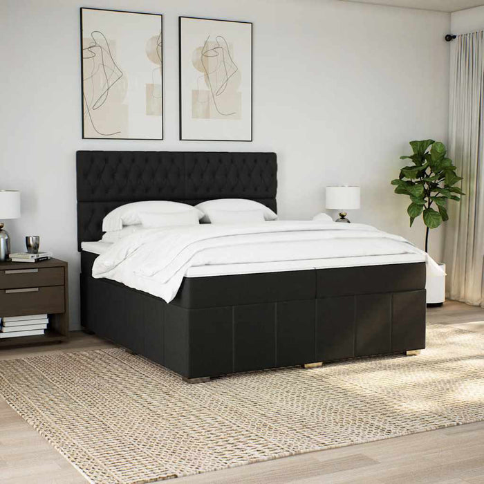 Pat box spring cu saltea, negru, 200x200 cm, textil - WALTI WALTI