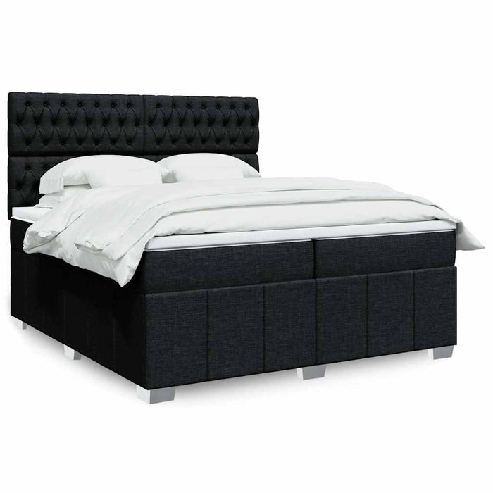 Pat box spring cu saltea, negru, 200x200 cm, textil - WALTI WALTI