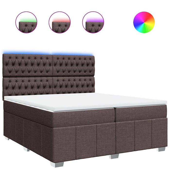Pat box spring cu saltea, maro închis, 200x200 cm, textil - WALTI WALTI