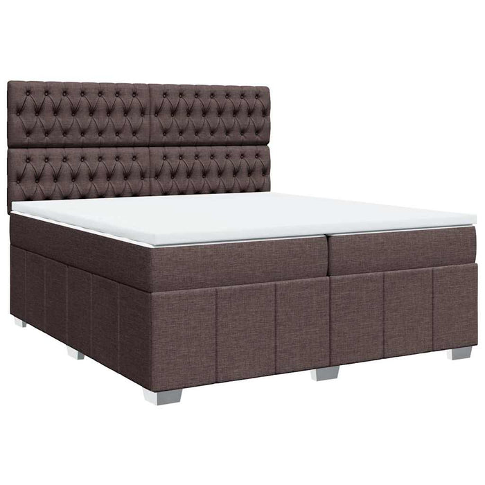 Pat box spring cu saltea, maro închis, 200x200 cm, textil - WALTI WALTI