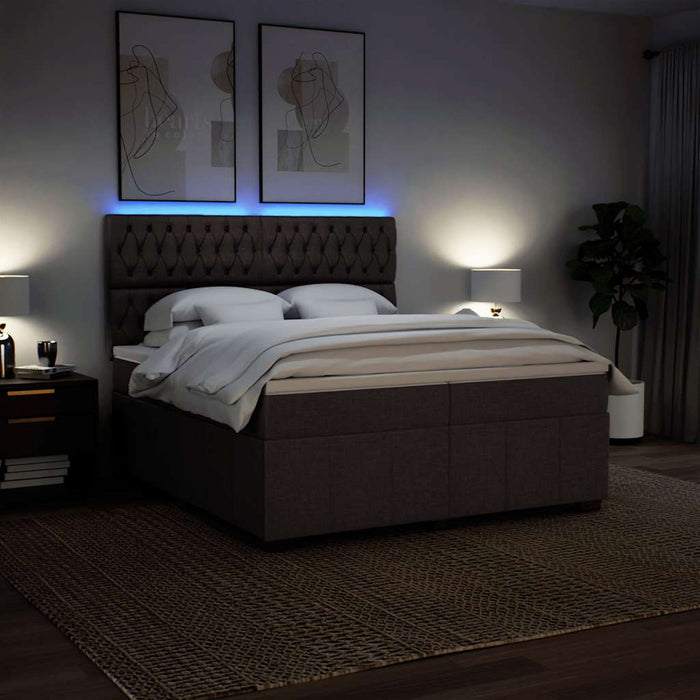 Pat box spring cu saltea, maro închis, 200x200 cm, textil - WALTI WALTI