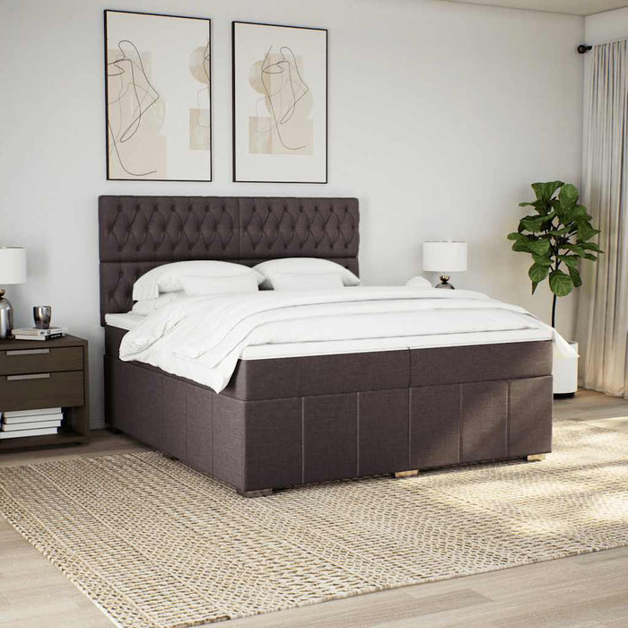Pat box spring cu saltea, maro închis, 200x200 cm, textil - WALTI WALTI