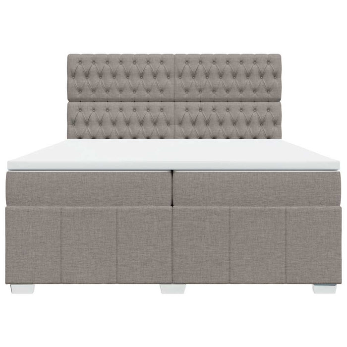 Pat box spring cu saltea, gri taupe, 200x200 cm, textil WALTI