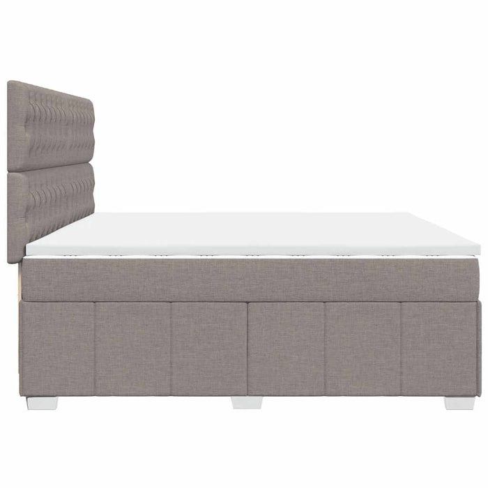 Pat box spring cu saltea, gri taupe, 200x200 cm, textil WALTI