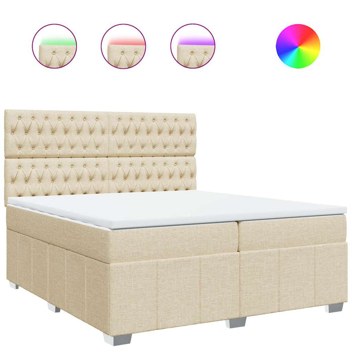 Pat box spring cu saltea, crem, 200x200 cm, textil - WALTI WALTI