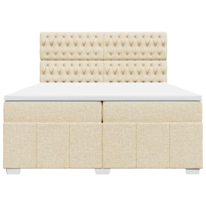 Pat box spring cu saltea, crem, 200x200 cm, textil - WALTI WALTI