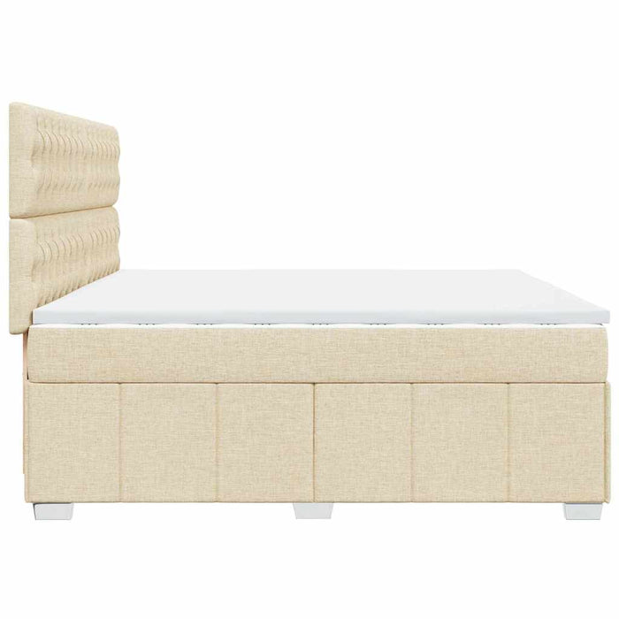Pat box spring cu saltea, crem, 200x200 cm, textil - WALTI WALTI