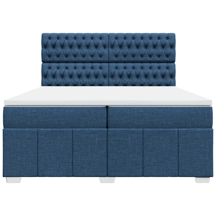 Pat box spring cu saltea, albastru, 200x200 cm, textil - WALTI WALTI