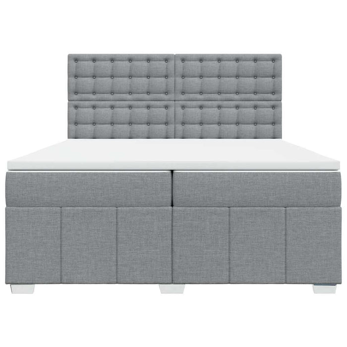 Pat box spring cu saltea, gri deschis, 200x200 cm, textil - WALTI WALTI