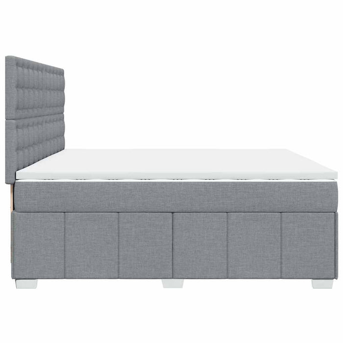 Pat box spring cu saltea, gri deschis, 200x200 cm, textil - WALTI WALTI