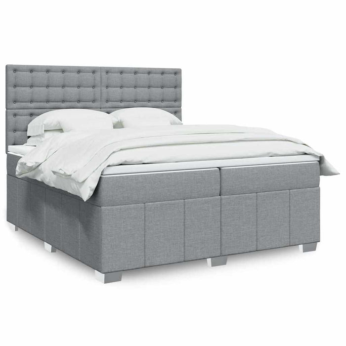 Pat box spring cu saltea, gri deschis, 200x200 cm, textil - WALTI WALTI
