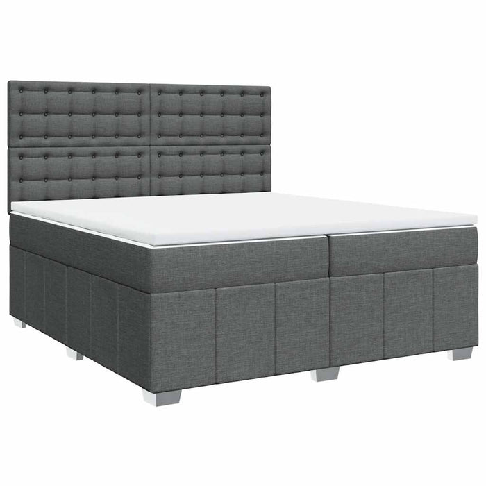 Pat box spring cu saltea, gri închis, 200x200 cm, textil - WALTI WALTI