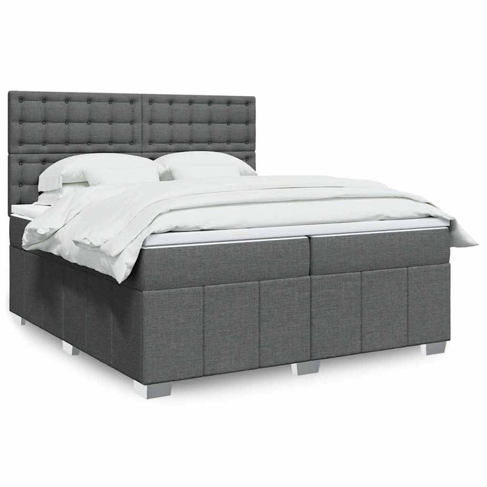 Pat box spring cu saltea, gri închis, 200x200 cm, textil - WALTI WALTI