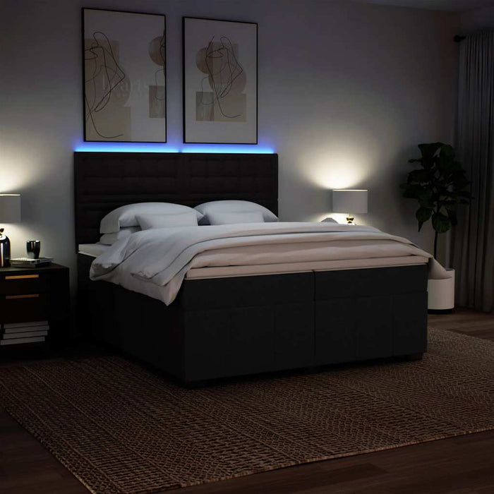 Pat box spring cu saltea, negru, 200x200 cm, textil - WALTI WALTI
