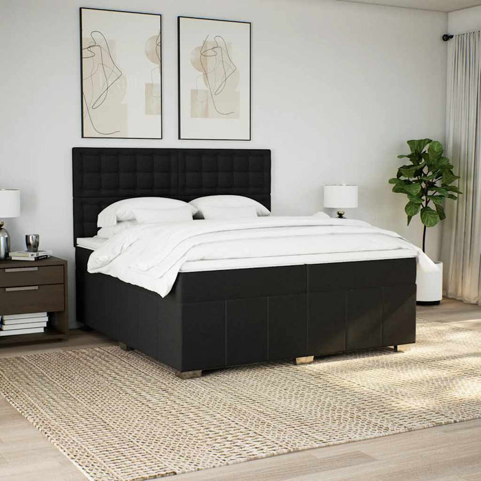 Pat box spring cu saltea, negru, 200x200 cm, textil - WALTI WALTI