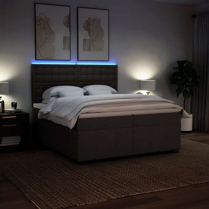 Pat box spring cu saltea, maro închis, 200x200 cm, textil - WALTI WALTI