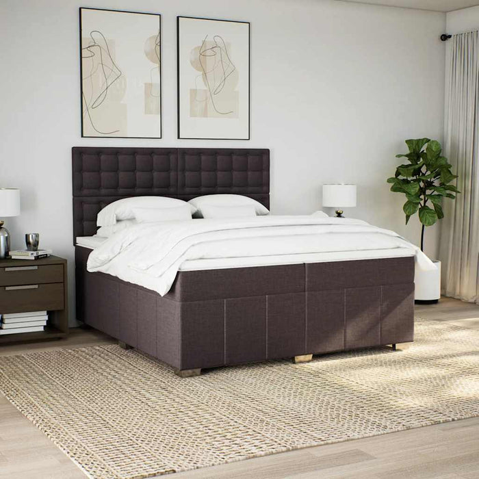 Pat box spring cu saltea, maro închis, 200x200 cm, textil - WALTI WALTI