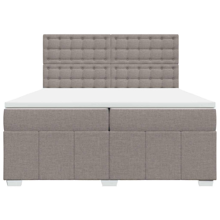 Pat box spring cu saltea, gri taupe, 200x200 cm, textil - WALTI WALTI