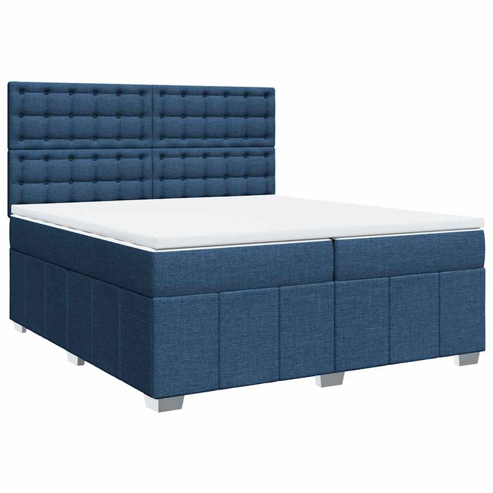 Pat box spring cu saltea, albastru, 200x200 cm, textil - WALTI WALTI