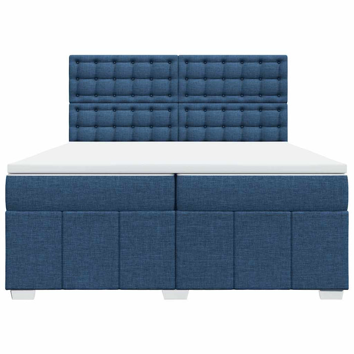 Pat box spring cu saltea, albastru, 200x200 cm, textil - WALTI WALTI