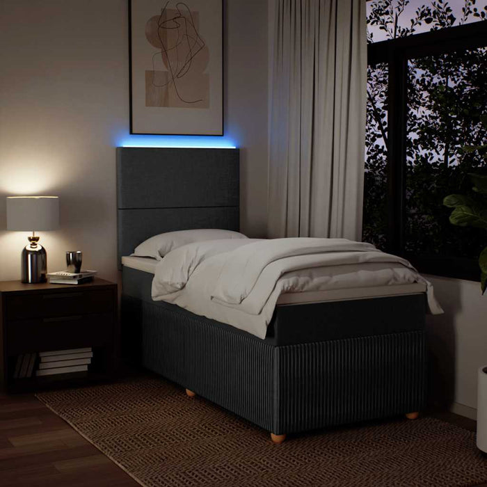 Pat box spring cu saltea, gri închis, 80x200 cm, textil - WALTI WALTI