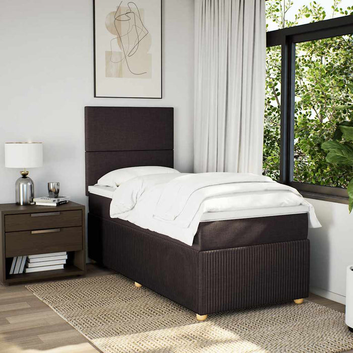 Pat box spring cu saltea, maro închis, 80x200 cm, textil - WALTI WALTI