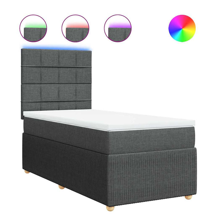 Pat box spring cu saltea, gri închis, 80x200 cm, textil - WALTI WALTI
