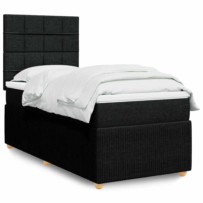Pat box spring cu saltea, negru, 80x200 cm, textil - WALTI WALTI