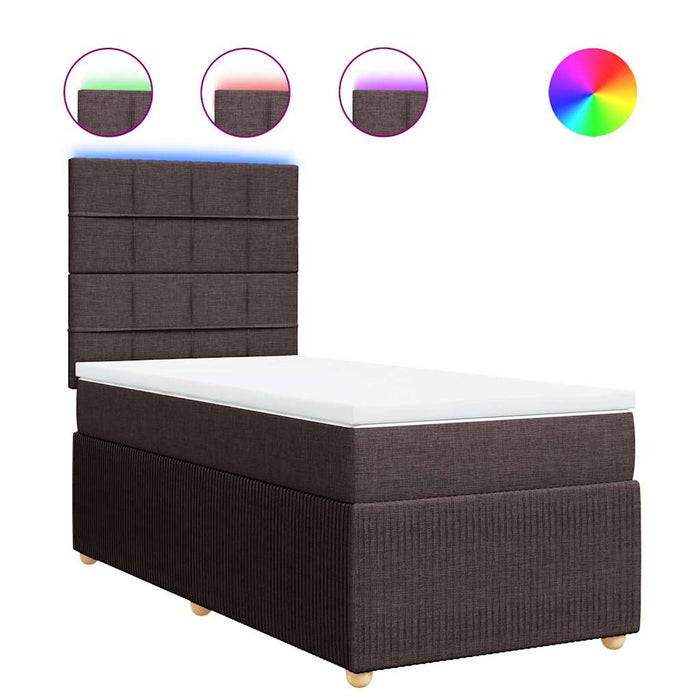Pat box spring cu saltea, maro închis, 80x200 cm, textil WALTI