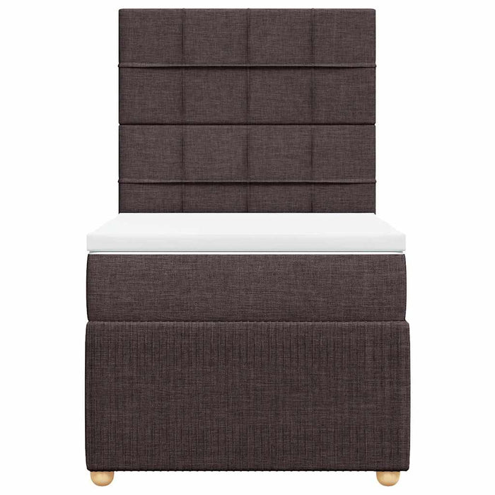 Pat box spring cu saltea, maro închis, 80x200 cm, textil WALTI