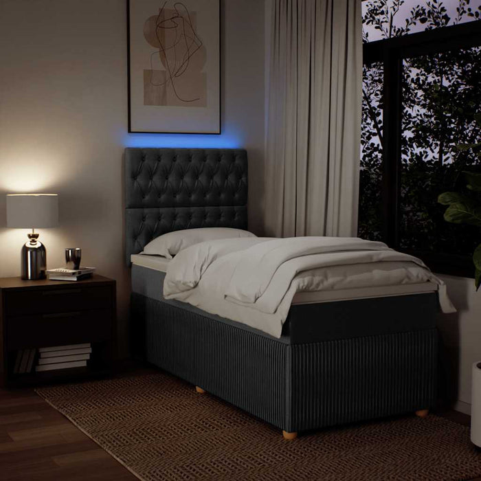 Pat box spring cu saltea, gri închis, 80x200 cm, textil - WALTI WALTI